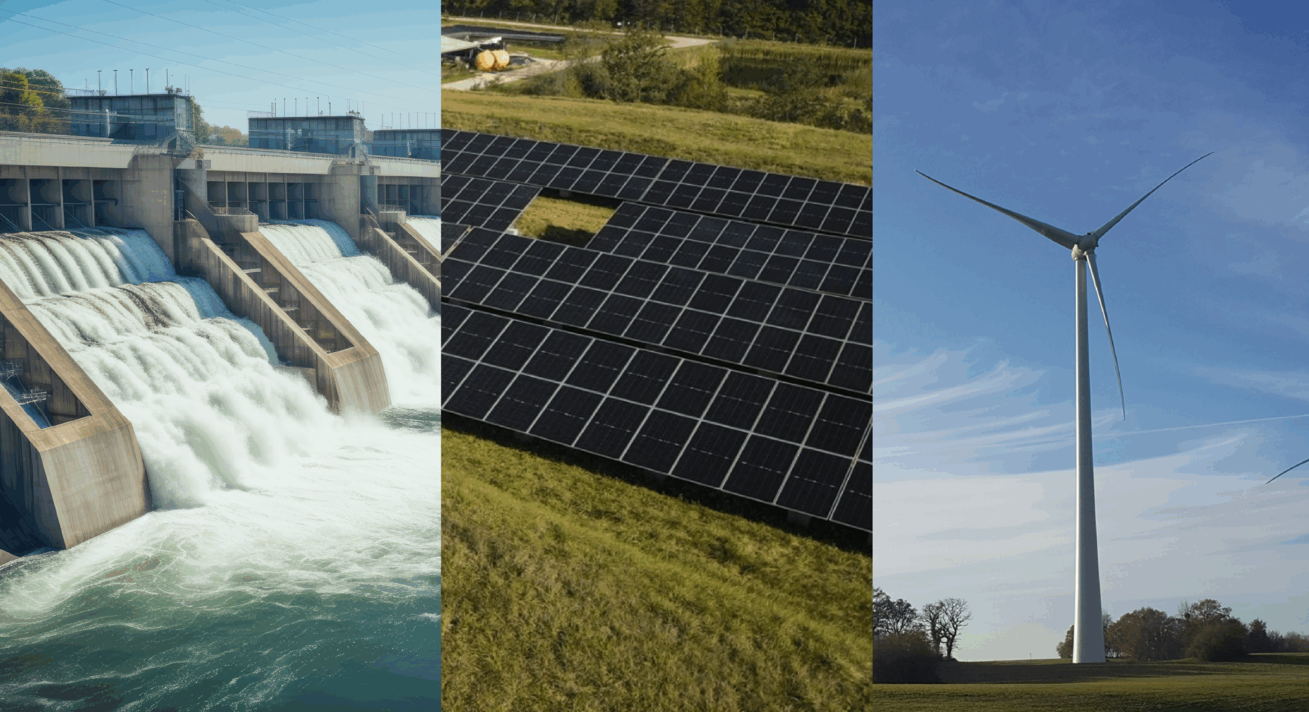 Hydroélectrique, photovoltaique et éolien
